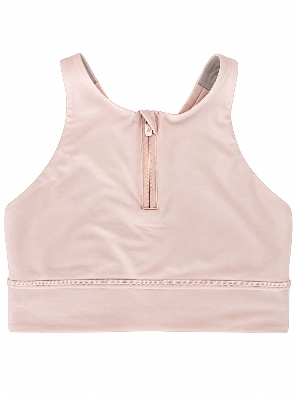 Lululemon Pink Front Zip Strappy Back Sports Bra Size 8
